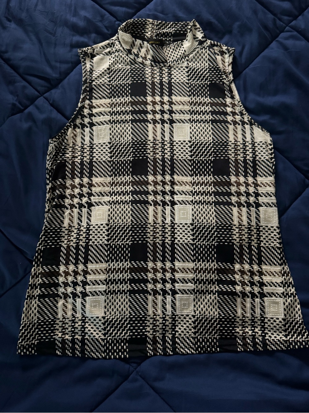 Espresso Black & White Geometric Sleeveless Top